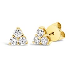 14k Yellow Gold .50ct Natural Diamond Cluster Stud Earrings