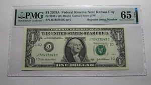 $1 2003A Repeater Serial Number Federal Reserve Currency Bank Note Bill UNC65EPQ - Picture 1 of 3