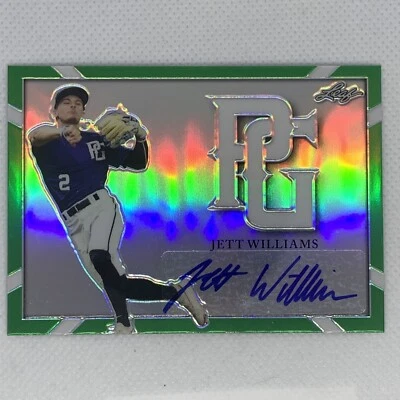 2021 LEAF PERFECT GAME JETT WILLIAMS AUTO GREEN REFRACTOR 3/3 - Image 1 of 2