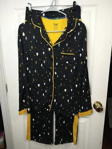 Lug Tandem Woman XS Pajama Set Trees Snowman Black Yellow White Lounge Wear - Picture 1 of 14