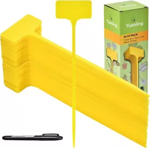 60Pcs Plant Labels for Seedlings Plastic Large Plant Tags T-Garden Labels Wat... - Picture 1 of 3