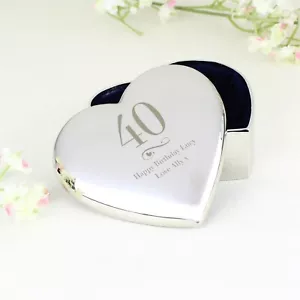 Joyería Grabada Personalizada Caja de Baratijas Corazón Gran Edad Regalo de Cumpleaños Para Ella - Imagen 1 de 4