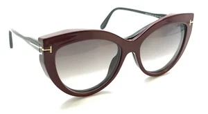 Tom Ford TF5772-B Red Black Cat Eye Eyeglasses Frames 55-16 140 With Clip-Ons - Picture 1 of 13