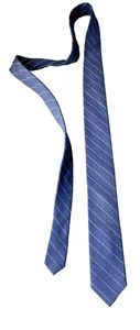 Corbata Calvin Klein Repp Azul Blanco Rayas Mezcla Seda Delgada Estilo Moderno - Imagen 1 de 13