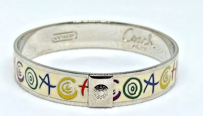 Brazalete Brazalete COACH Multicolor Esmalte Firma Logo Joyería Foto 1 de 4