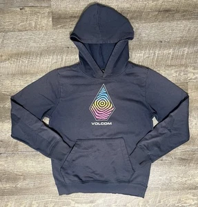 VINTAGE Volcom Hoodie Boys Youth L Grey Skate Surf Y2K Big Logo Faded - Picture 1 of 5