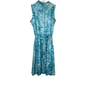 TALBOTS Blue Paint Brush Shirtdress with Pockets in Blues & White Womens Size 16 - Picture 1 of 13
