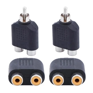 Flexible Connection 4pcs Audio Connector Adapter Plug RCA Male to 2 RCA Females - Photo 1/9