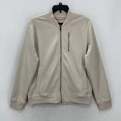 Chaqueta Ben Sherman Para Hombre Mediana Beige Gamuza Cremallera Completa Bombardero Preppy Informal Viaje Foto 1 de 4