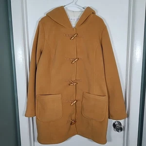 Denim + Co Damen L Fleecejacke Mantel camel hellbraun Knebel Kapuze Sherpa gefüttert - Bild 1 von 11