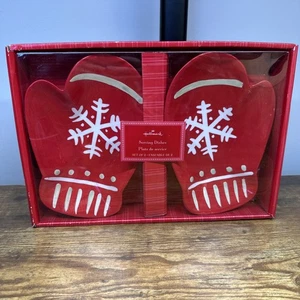 Hallmark Set 2 MITTEN SERVIERSCHALEN Schalen Plätzchenteller Weihnachten - Bild 1 von 7