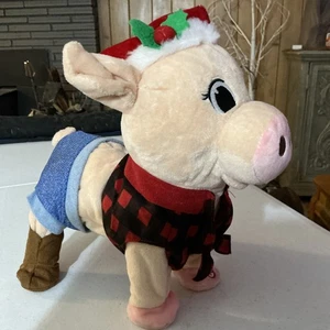 Gemmy Musikschwein Plüsch Weihnachtsgeschenk hübsche Mädchen Walk Song super süß  - Bild 1 von 6