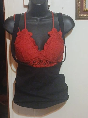 Sujetador SeXy rojo con petrolero largo negro Foto 1 de 3