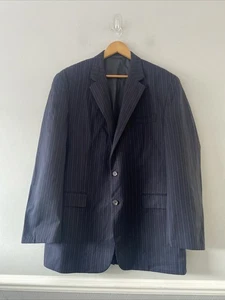 Chaps Ralph Lauren Blazer Suit Jacket 44L Blue Pinstripe 100% Wool - Picture 1 of 19