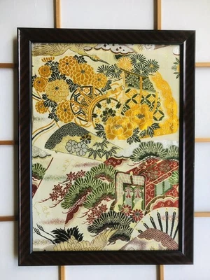 17_Arte de pared textil japonés hecho a mano único enmarcado tela decoración del hogar Foto 1 de 2