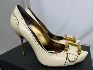 38/8❤️ $ 695 GIUSEPPE ZANOTTI CREMEGOLD LEDER ABSÄTZE PUMPS ☡️ GRÖSSE 38/US 8 - Bild 1 von 24