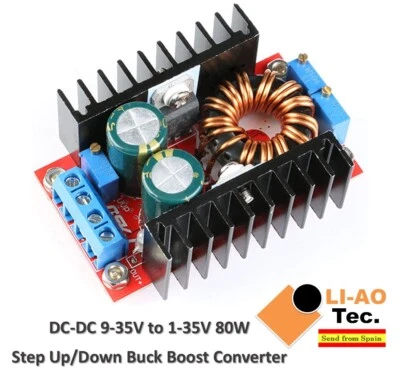 DC-DC 9-35V to 1-35V 80W Step Up Down Buck Boost Converter Power Supply Module - Imagen 1 de 4