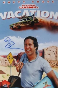 Chevy Chase National Lampoons Vacation Signed 12x18 Movie Poster Beckett COA - Picture 1 of 3