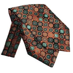 Copper Orange Geometric Jacquard Cravat/Ascot (Handmade) - Picture 1 of 3