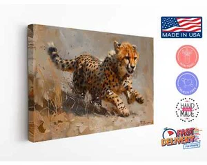 Playful Cheetah Canvas Print, Colorful Oil Painting Reproduction for Home Decor - Picture 1 of 8