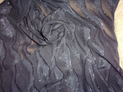 "Rayón negro Georgette puro quemado/limpieza en seco metálico 1 yarda x 44"" de ancho" Foto 1 de 3