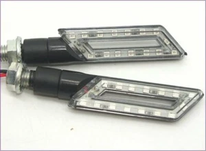 MOTORCYCLE TURN SIGNAL LIGHT 12V INDICATOR BLACK YELLOW LED LIGHT X 2 PIECES #3 - Imagen 1 de 4
