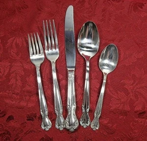 6 ajustes de lugar Rogers & Bro. Cubiertos Daybreak/Elegant Lady plateados, de colección - Imagen 1 de 8