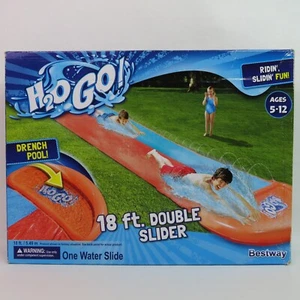 H20GO 18ft Double Lane Water Slide with Drench Pool by Bestway Easy Set Up - Picture 1 of 7