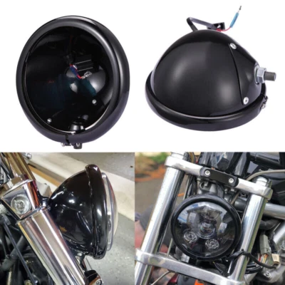 Cubierta de carcasa de faro LED negra de 5,75" para Harley Sportster 1200 XLH1200 Foto 1 de 4