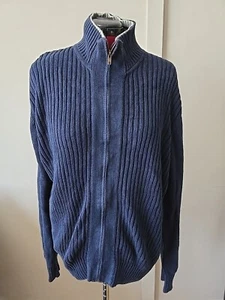 TOMMY HILFIGER HERREN STRICKPULLOVER BLAU BAUMWOLLE DURCHGEHENDER REISSVERSCHLUSS GRÖSSE XL - Bild 1 von 10