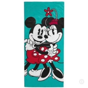 Nuevo con etiquetas toalla de playa Disney Mickey & Minnie Mouse verde, rojo, blanco y negro 38""x58 - Imagen 1 de 12