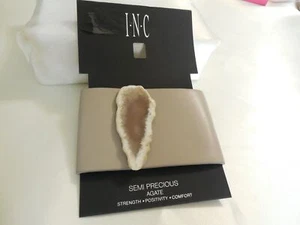 Inc International Concepts Gold-Tone Agate Faux-Leather Cuff Bracelet T524 $49 - Picture 1 of 6
