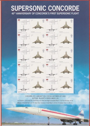 GB Smilers Sheet BC-253b Supersonic Concorde - VERY RARE Type 2 Cover