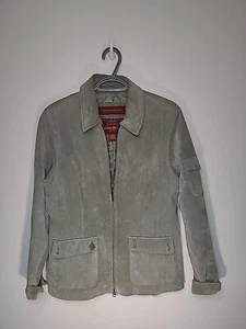 Eddie Bauer Seattle Suede Womens Jacket Gray Size L Western With Pockets - Picture 1 of 4