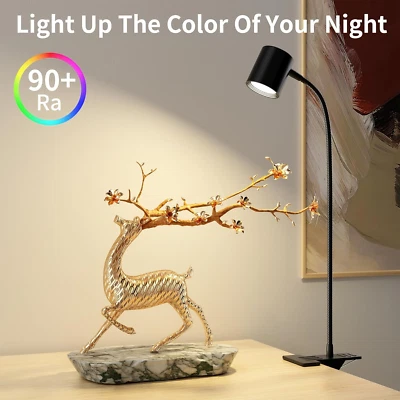 USB Clip On LED Desk Lamp 3 Color Modes 10 Brightness Eye-Care Light Black - Image 1 of 4