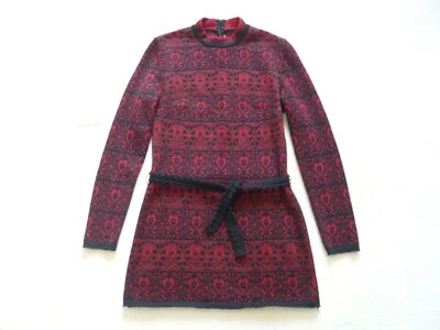 Frank Usher 1960s vintage mini dress Long sleeves High neck Belt Winter UK 6/8 - Image 1 of 4