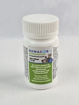Ленточный червь Nemacor Cat Kitten Tapeworm Plus: 5 штук анкилостома круглого червя 2-16 фунтов - Изображение 1 из 4