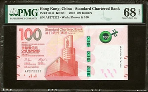 Hong Kong, China 100 Dollars 2018 Serial 272222 P-304a SUPERB GEM UNC PMG 68 EPQ - Picture 1 of 2