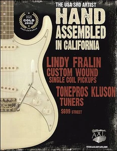 Chitarra elettrica AXL USA SRO Artist con pickup bobina Lindy Fralin 2013 stampa pubblicitaria - Foto 1 di 3