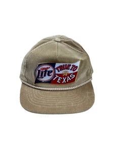 Miller Lite Corduroy True To Texas Retro SnapBack Hat Brown Rare - Picture 1 of 4