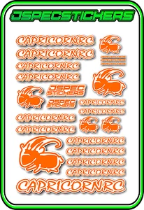 CAPRICORN RC STICKER A5 LAB 1/8 F1 1/10 TESLA ELECTRIC NITRO CAR HARD ORANGE W - Picture 1 of 9
