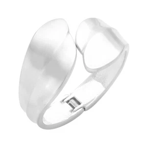 Breiter Armreif Armband matt gebürstet silberfarben oval geformt aufklappbar - Bild 1 von 2