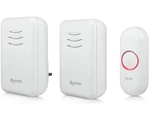 Wireless Door Bell Plug In & Battery Operated 2 Receivers Chime Set 150m - Byron - Picture 1 of 7
