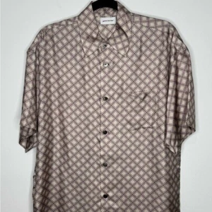 John Elliot Silk Purple Argyle Button Shirt Men’s Medium - Picture 1 of 5