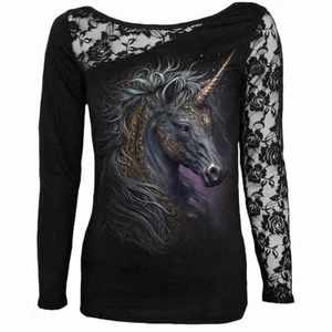 CELTIC UNICORN - One Shoulder Top mit Spitze schwarz - Bild 1 von 4