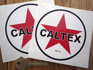 CALTEX Gasoline Petrol Style Car Stickers 4" Pair Gas Fuel Petrolania Pump Bike - Picture 1 of 1