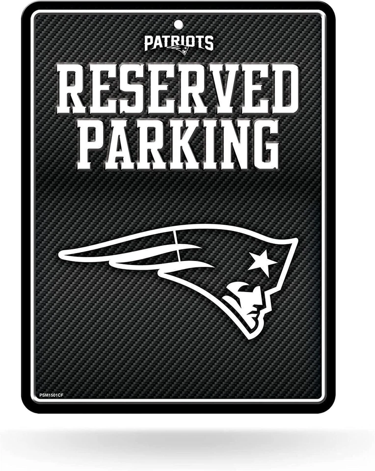 Letrero de pared de novedad de estacionamiento de metal de los New England Patriots 8,5 x 11 pulgadas de carbono... Foto 1 de 3