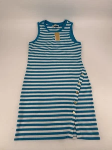 NWT Michael Kors Shift Dress W's Size Medium Blue White Stripe Knit Logo Accent - Picture 1 of 11