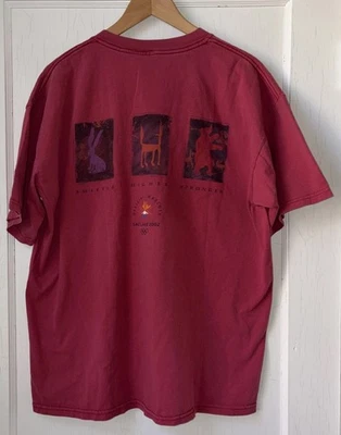 复古 Y2K 2002 男式盐湖冬季奥运会官方吉祥物绿色 T 恤 XL — 第 1/4 张图片