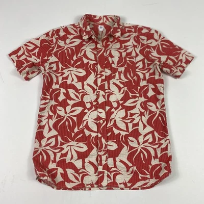 Camisa Gap Niños Niños Grande Roja Hawaiana Aloha Seersucker Manga Corta Botón Foto 1 de 4